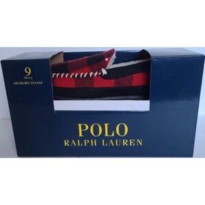 Polo Ralph Lauren men’s plaid checkered slipper shoes U.S. size 9 red black NWOT